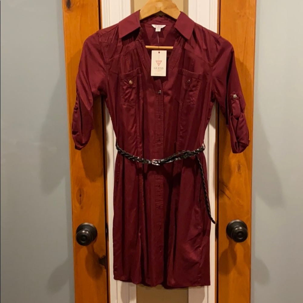 Burgundy Guess Shirt dress